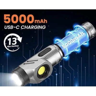 Lanterna tactica de mana YM F303 cu 2 surse de lumina si baza magnetica