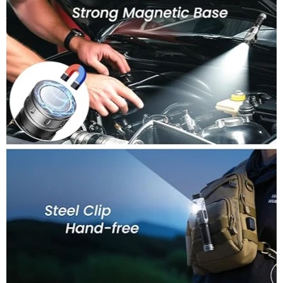 Lanterna tactica de mana YM F303 cu 2 surse de lumina si baza magnetica