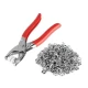 Set cleste rosu pentru capsat din metal cu capse incluse si manere antiaderente