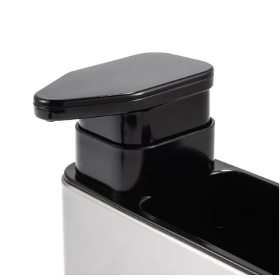 Organizator bucatarie cu dozator detergent si suport burete argintiu cu negru