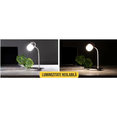 Lampa de birou cu incarcator wireless pentru telefon cu boxa bluetooth pliabila