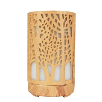 Umidificator aromaterapie lumina led in 7 culori model copaci culoare lemn deschis