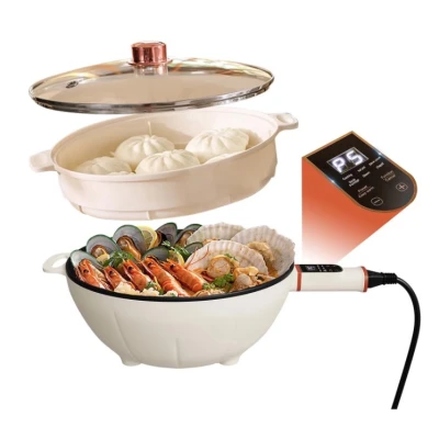 Tigaie electrica multifunctionala 2 in 1 cu capac 30cm capacitate 4L putere 1350W gatire fara aragaz