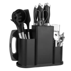 Set 20 Piese ustensile de bucatarie si cutite cu suport elegant tocator si accesorii