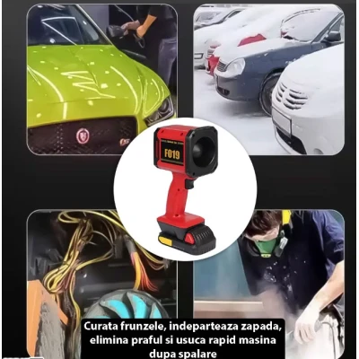 Suflanta F019 turbo violent fan putere extrema 110.000 RPM acumulator 18V control viteza
