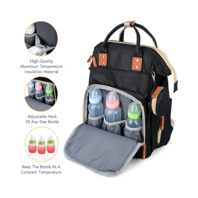 Rucsac multifunctional pentru Scutece Bebelusi atasabil pe manerul caruciorului cu patut pliabil NEGRU