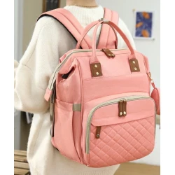 Rucsac multifunctional pentru Scutece Bebelusi atasabil pe manerul caruciorului cu patut pliabil ROZ