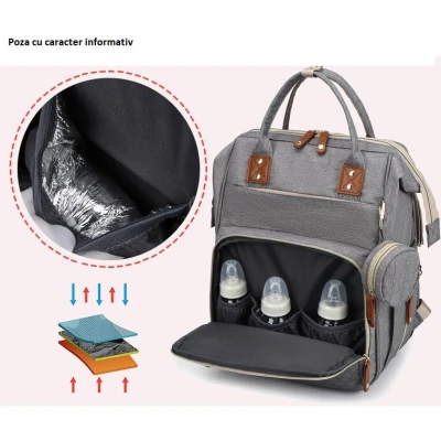 Rucsac multifunctional pentru Scutece Bebelusi atasabil pe manerul caruciorului cu patut pliabil ROZ