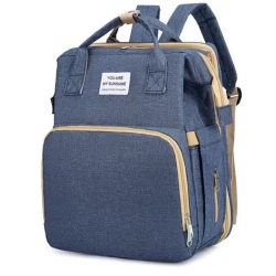 Rucsac multifunctional pentru mamici capacitate mare design simplu cu patut pliabil ALBASTRU