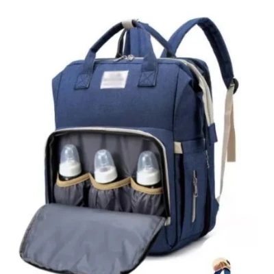 Rucsac multifunctional pentru mamici capacitate mare design simplu cu patut pliabil NEGRU
