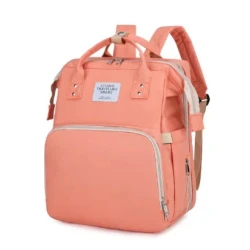 Rucsac multifunctional pentru mamici capacitate mare design simplu cu patut pliabil ROZ