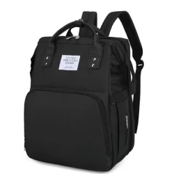 Rucsac multifunctional pentru mamici capacitate mare design simplu cu patut pliabil NEGRU