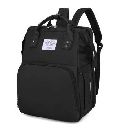 Rucsac multifunctional pentru mamici capacitate mare design simplu cu patut pliabil NEGRU