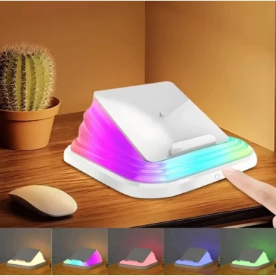 Lampa de noapte LED A92 pliabila incarcare wireless 25W alba 138x138mm