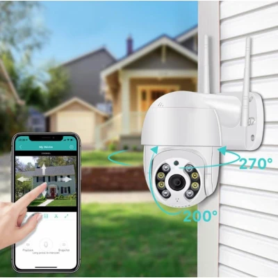 Camera de supraveghere video wireless pentru exterior rotatie 360 de grade mod de vedere nocturna
