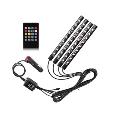 Lumini ambientale auto Q CD58 Kit interior LED RGB cu telecomanda Model 9 Led