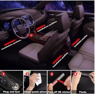 Lumini ambientale auto Q CD58 Kit interior LED RGB cu telecomanda Model 9 Led