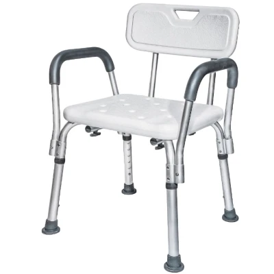 UB Scaun pentru baie cu suport brate ajustabil alb 57 x 46 x 70 / 84 cm