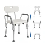 UB Scaun pentru baie cu suport brate ajustabil alb 57 x 46 x 70 / 84 cm