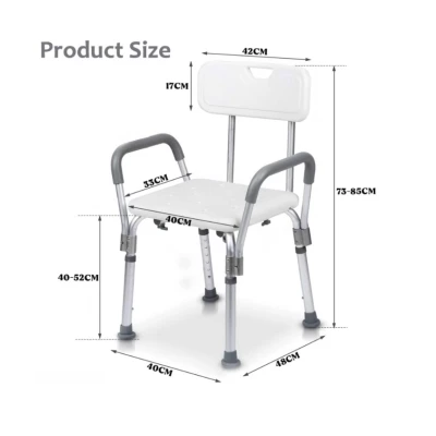 Scaun pentru baie cu suport brate ajustabil alb 57 x 46 x 70 / 84 cm