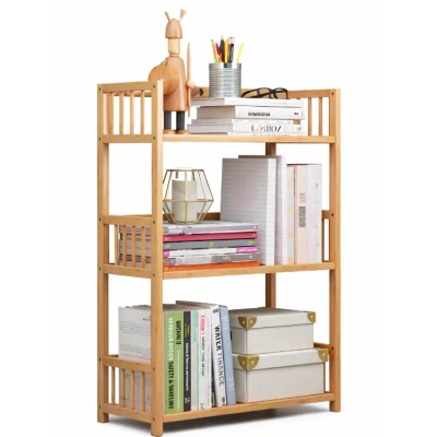 Biblioteca sufragerie raft carti din lemn de bambus 3 Rafturi 60 x 25 x 78cm