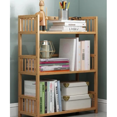 Biblioteca sufragerie raft carti din lemn de bambus 3 Rafturi 60 x 25 x 78cm