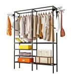 Suport dublu pentru umerase haine 170cm din metal si plastic 86x44cm