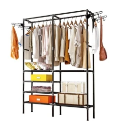 Suport dublu pentru umerase haine 170cm din metal si plastic 86x44cm