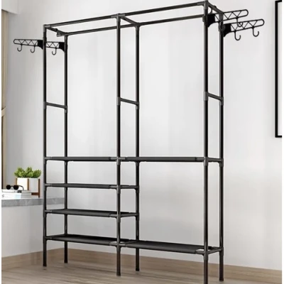 Suport dublu pentru umerase haine 170cm din metal si plastic 86x44cm
