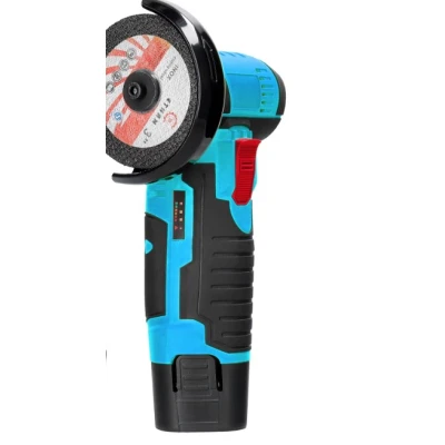 Polizor unghiular electric 19500rpm cu  2 baterii 12V disc de taiere dimensiuni 216x84x120mm
