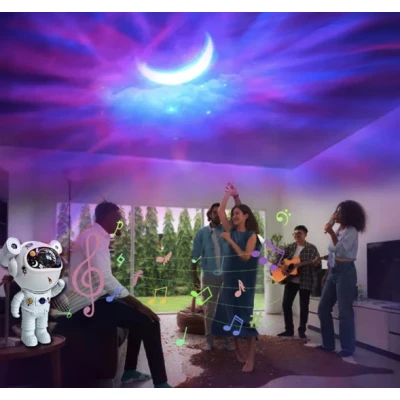 Proiector LED in forma de astronaut cu sunete si lumini stickere autoadezive conexiune Bluetooth