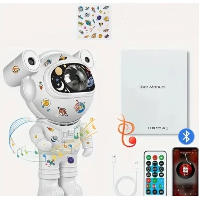 Proiector LED in forma de astronaut cu sunete si lumini stickere autoadezive conexiune Bluetooth