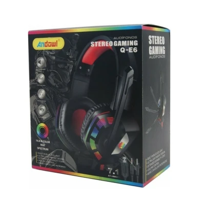 Casti gaming Q E6 Over Ear cu iluminare RGB negre