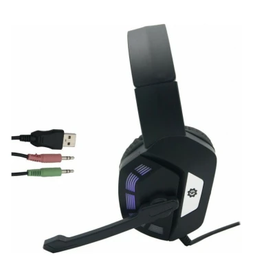 Casti gaming Q E6 Over Ear cu iluminare RGB negre
