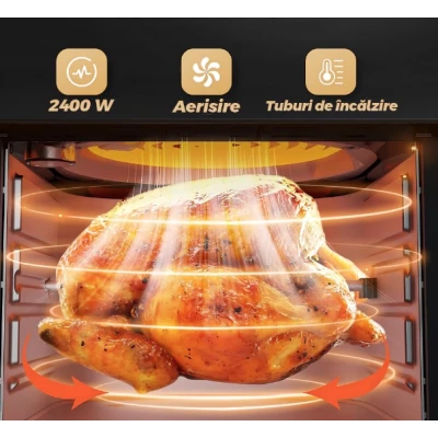 Friteuza cu aer cald S18 tip cuptor electric geam de sticla capacitate 12 L 1360W