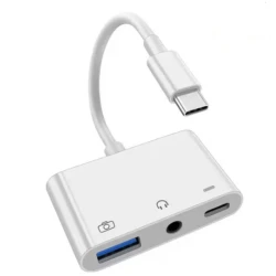 Adaptor OTG 3 in 1 Iphone la USB Port de Incarcare PD Jack Audio 3.5MM Q US9