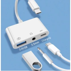 Adaptor OTG 3 in 1 Iphone la USB Port de Incarcare PD Jack Audio 3.5MM Q US9