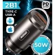 Incarcator auto Andowl Q DC310 de 50W cu incarcare rapida USB 3.0 si alimentare tip C