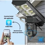 Lampa solara stradala cu camera de supraveghere SIM 4G Microfon + Difuzor incorporat