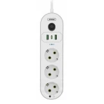 Prelungitor cu 3 prize USB intrerupator si protectie la supratensiune 2 m Andowl Q PX360