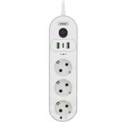 Prelungitor cu 3 prize USB intrerupator si protectie la supratensiune 2 m Andowl Q PX360