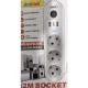 Prelungitor cu 3 prize USB intrerupator si protectie la supratensiune 2 m Andowl Q PX360