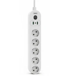 Prelungitor cu 5 prize USB intrerupator si protectie la supratensiune 2 m Andowl Q PX560