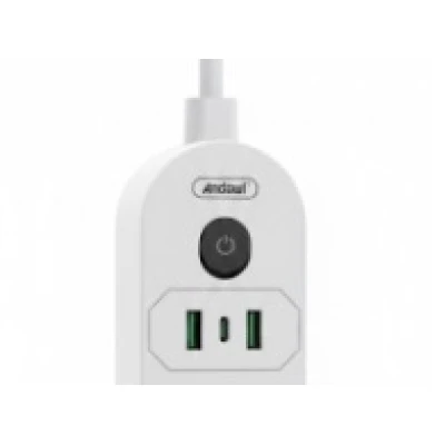 Prelungitor cu 5 prize USB intrerupator si protectie la supratensiune 2 m Andowl Q PX560