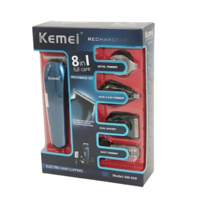 Masina de tuns reincarcabila Kemei KM 550 model 8 in 1 FULL CARE