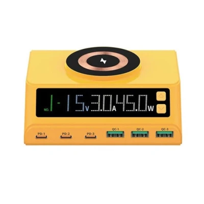 Incarcator Wireless W9 cu 3 Porturi USB A si 3 Porturi USB C putere 110W