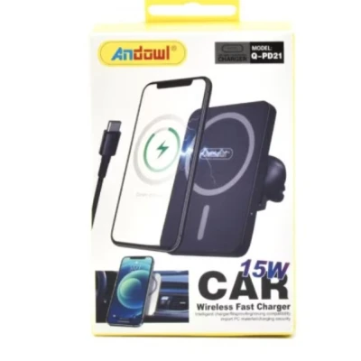 Suport telefon auto Andowl Q PD21 negru cu incarcare wireless reglabil