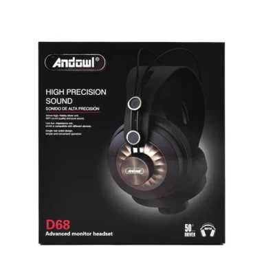 Casti stereo cu fir D68 cu jack 3,5 mm negre