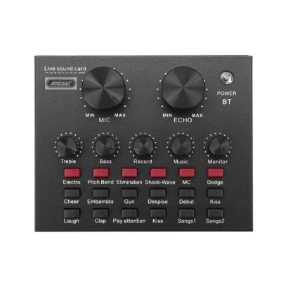 Placa de sunet multifunctionala Q MIC1 bluetooth mixer microfoane 6 Sound Modes +12 Sound Effects Live