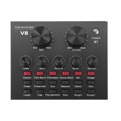 Placa de sunet multifunctionala Q MIC1 bluetooth mixer microfoane 6 Sound Modes +12 Sound Effects Live